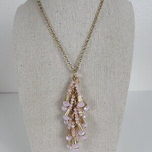 JS Collections Pink Crystal Tassel Pendant Necklace 33" Gold-Tone Lobster Clasp